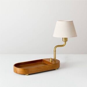 HEARTH & HAND NWT swivel accent table lamp with mid tone wood tray